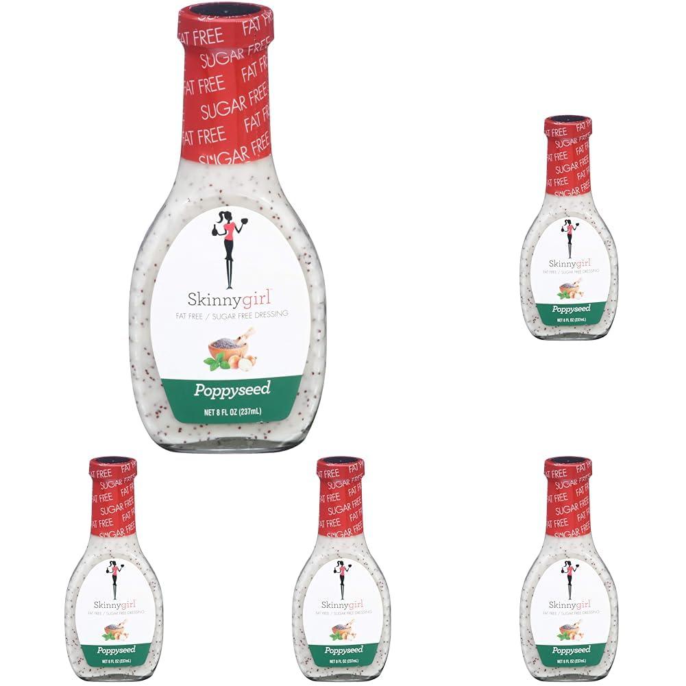 Skinnygirl Fat-Free Salad Dressing, Sugar-Free Poppyseed, 8 Ounce (Pack of 5), Best By Apr 29, 2027
