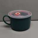 WHJY 30oz Ceramic Bowl with Lid and Handle for Soup and Instant Noodles Soup Mug, Modern Simple Style, with Heat Preservation Handle - Dark green