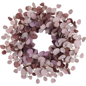 24" Fall Eucalyptus Wreath, Burgundy Artificial Leaves, Front Door Decor