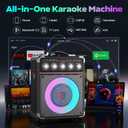 Karaoke Machine for Adults with 2 Wireless Microphones, Portable Bluetooth 5.3 Speaker with Bass/Treble/Echo Adjustment, PA System with Remote Control, Supports TWS/TV/TF Card/USB/AUX (Black)