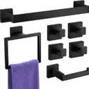7-Pieces Towel Racks for Bathroom, SUS304 Matte Black Bathroom Accessory Set, Stainless Steel Black Bathroom Accessories, Stainless Steel Wall Mounted, Bath Towel Bar Set