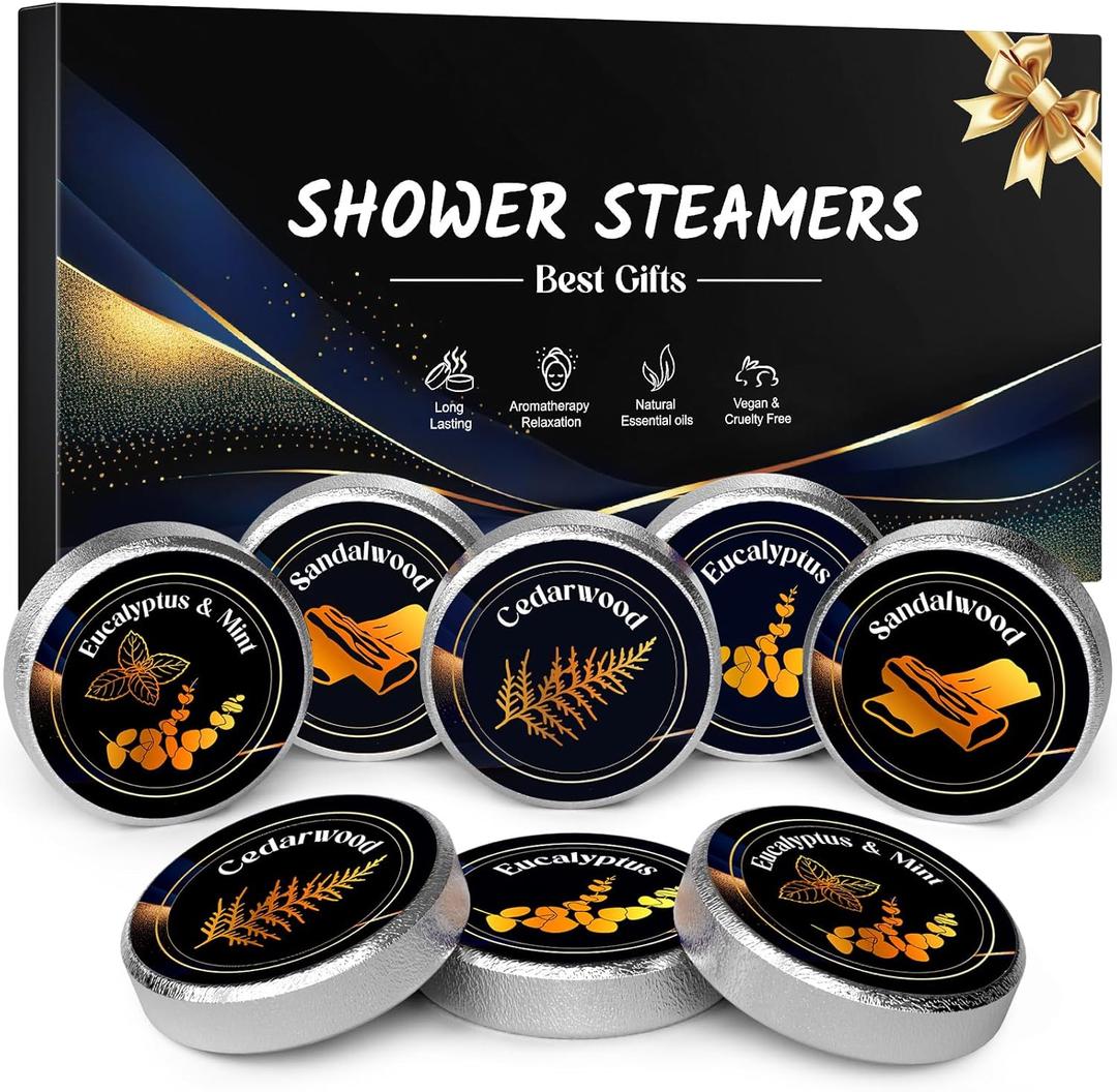 Shower Steamers Aromatherapy for Men 8 Pack, Linkax Mens Stocking Stuffers for Him, Bath Bombs Self Care Relaxation Stress Relief Birthday Valentines Day Christmas Gifts for Men Dad Husband Boyfriend