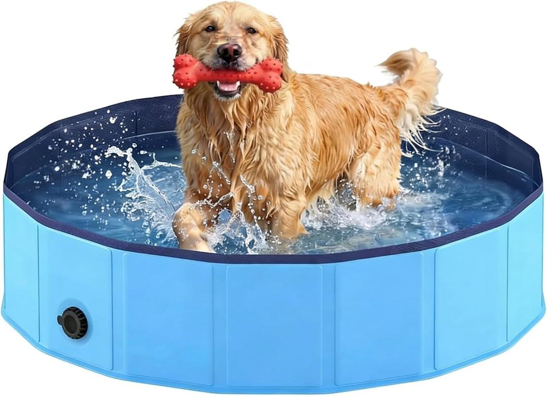 Foldable Dog Pool, Collapsible Dog Swimming Pool Hard Plastic Portable Pets Bath Tub for Dogs and Cats, Pet Wading Pool for Indoor Outdoor Backyard 3XL - 72" x 12"