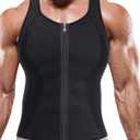 BRABIC Men Sauna Sweat Vest Tank Top Shirt for Weight Loss Waist Trainer Workout (Small, Black Mesh Splicing)