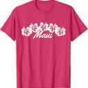 Maui Hawaii Hibiscus Flowers Hawaiian Islands Surfer Gift T-Shirt (Small, Red Heather)