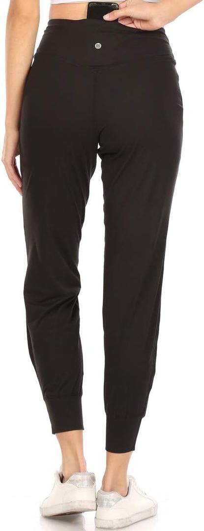 Leggings Depot ActiveFlex Jogger Yoga Pants for Women with Pockets (Large, Black)