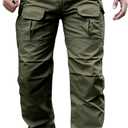 Hiwise Men's Stretch Tactical Pants Water Resistant Ripstop Cargo Pants Outdoor Lightweight EDC Work Hiking Pants (Green, L)