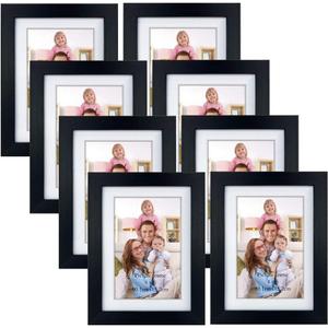Giftgarden 4x6 Picture Frame Set of 8, 5x7 Matted to Display 4 by 6 Photos with Mat or 5 by 7 without Mat for Wall or Tabletop, Black