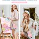 for iPhone 15 Plus Case Wallet Crossbody with Card Holder,Retro Oil Painting 3D Flower Case with Wrist Strap&360Ring Stand [Screen Protector+Camera Lens Protector] Flip Phone Cover,Rose Gold