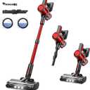 BSNAW Cordless Vacuum Cleaner for Home - Lightweight, Stick Vacuum Clean with Rechargeable Battery, Max 45Mins Runtime, 8 in 1 Handheld Vacuum for Hardfloor & Carpets Pet Hair, Red&Black