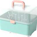 Baby Bottle Drying Rack, 1Pc Baby Bottle Drying Box Cutlery Box Container with Cover Easy- Carry Handle Holder for Bottles Cups Home Kitchen