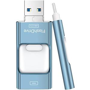 Amazon.com: Flash Drive for iPhone 256GB, 4 in 1 USB Type C Memory Stick, Photo Stick External Storage Thumb Drive for iPhone iPad Android Computer, Sky Blue : Electronics