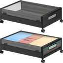 GAOMON Under Bed Storage with Wheels, 2 Pack Rolling Under-Bed Storage Containers with Clear Lids, Low Profile Storage Bins for Clothes, Shoes, Toys, Blankets - Space Saving Underbed Organizer ([Black-78 Large] Double Set)