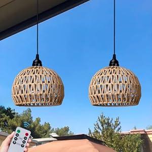 Battery Operated Hanging Pendant light, Battery Outdoor Chandelier, Gazebo Lights with Warm White Bulb, 4*aa Battery Powered Outdoor Chandelier for Gazebo Pergola Porch Patio Indoor Decor (2)