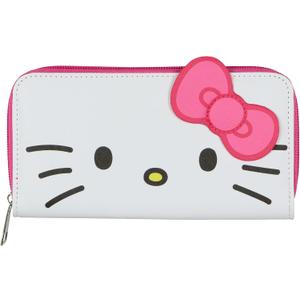 Fast Forward Sanrio Hello Kitty Wallet Women's 3D Bow Faux Saffiano Leather Full Zip Around Wallet