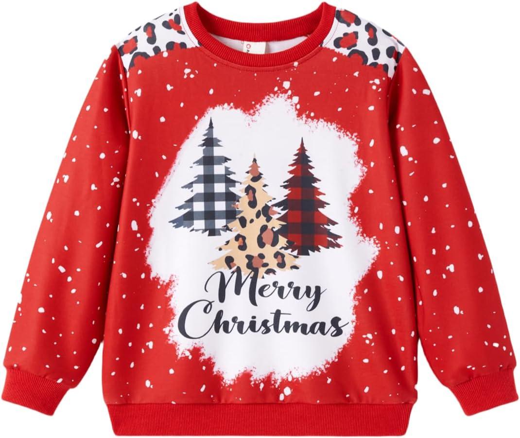 PATPAT Girls Sweatshirts Size 5-14 Years Graphic Pullover Long Sleeve Crewneck Shirt Cute Cartoon Casual Clothes for Girls (Red)