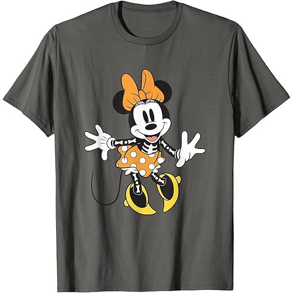 Disney Mickey and Friends Minnie Skeleton Costume Halloween Premium T-Shirt Grey 2XL
