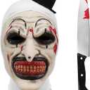 Adult Scary Clown Mask, 3PCS Bloody Killer Halloween Masks with Knife Gloves, Horror Party Cosplay Props
