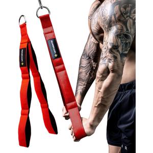 MANUEKLEAR Tricep Rope Cable Attachment Handles, Greater Range of Motion, Tricep Pull Down Rope for Push Downs, Crunches, Facepulls for Professional Gym (Red)