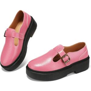 Women's Mary Jane Flats - Comfortable Vintage Style Shoes with Chunky Heel & Adjustable Strap-Fashion Casual Flats for Women (11, Pink)