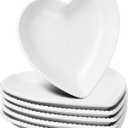 Meanplan 6 Pcs Heart Shaped Plates Ceramic 6.9 Inches Salad Ceramic Graduation Plates Dinner Heart Shaped Serving Dish Dessert Elegant for Kitchen Steak Snacks(White)