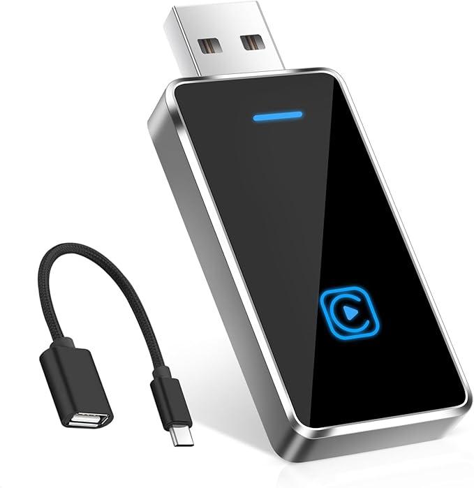 Wireless CarPlay Adapter for iPhone, USB-C/A Plug & Play, Upgrade CarPlay Dongle Converts Wired to Wireless, for iOS 10+ and Cars with Wired CarPlay