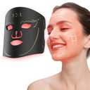 BNU Red Light Therapy for Face, 7 Modes Light Therapy Portable Led Face Mask with 105 LED Beads, 1500mAh Remote Control, Timing Function, 850NM Infrared Red Light Therapy at Home (Black Golden)