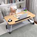 Slendor Lap Desk with Cup Holder, Foldable Laptop Table for Bed, Portable Bed Desk for Laptop and Writing, Computer Tray with Tablet Slot, Notebook Stand Reading Holder for Couch Sofa Floor,Walnut