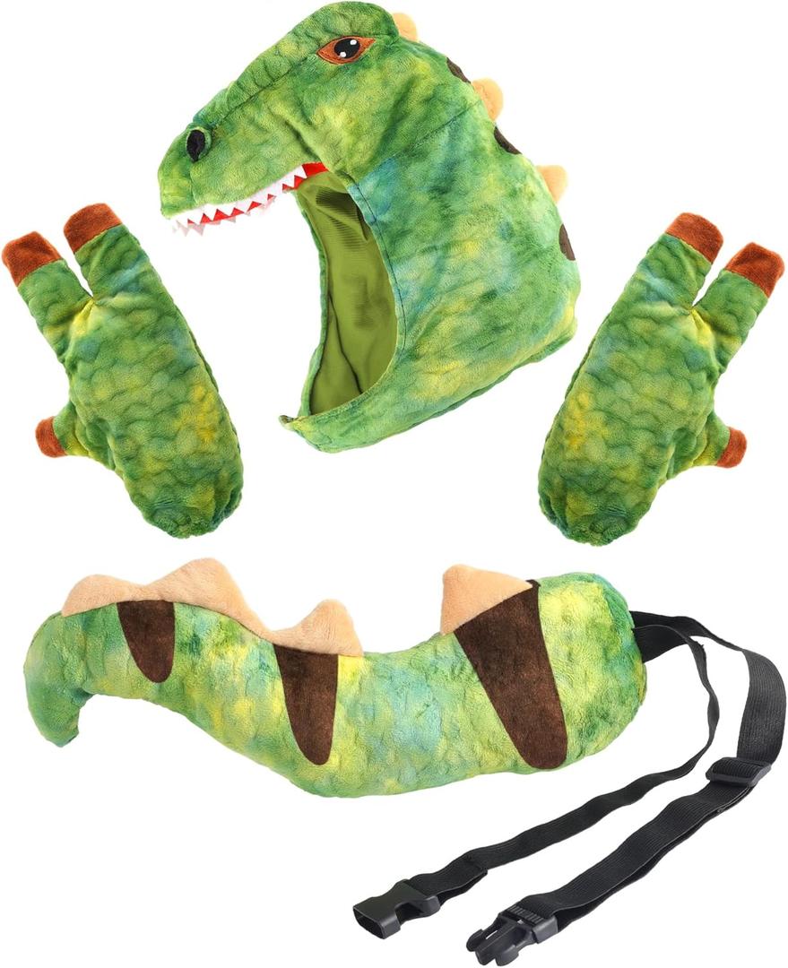 Roicaholy Dinosaur Tail Hat and Paw Gloves Set, Dragon Crocodile Costume Accessories Halloween Dress Up Cosplay Dino Theme Party Favor