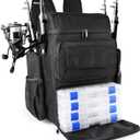 Fishing Tackle Backpack With Rod Holders, 45L Large Tackle Bag & Fishing Tackle Backpack for Fishing, Camping, Hiking,Black