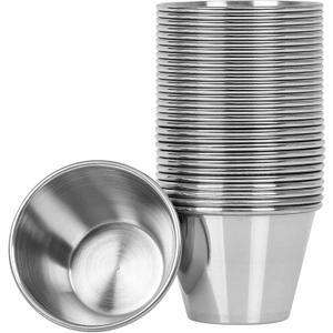 Artcome 30 Pack Stainless Steel Condiment Sauce Cups Great for Dipping and Portion Cups, 2.5 oz