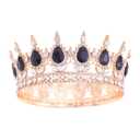 Queen Crown for Women Crystal Tiara for Girl Rhinestone Wedding Headband for Bride Hair Accessories for Costume Birthday Party Prom Gifts (Gold-Black)