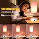Table Lamp with USB Port - Desk Lamp Touch Lamp Bedside Lamps for Bedroom, 3 Way Dimmable Small Lamps for Living Room, Nightstand, Nursery, Dorm, Home, Office, White Base+ Pink Lampshade