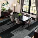 LIANLAM 9x12 Washable Area Rugs for Living Room & Bedroom(9x12,Black&Gray) | Non-Slip Large Carpet,Vintage Checkered Pattern, Stain Resistant Faux Wool Low Pile Soft Rug for Dining Room,Office,Nursery