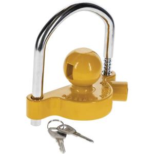 REESE Towpower 72783 Coupler Lock, Adjustable Storage Security, Heavy-Duty Steel, Yellow and Chrome ( Universal Fit)