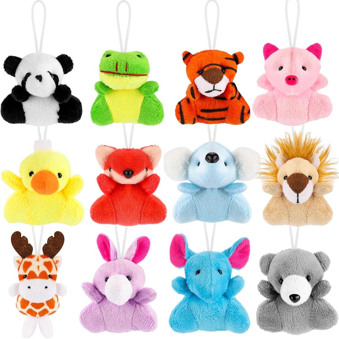 24PCS Mini Plush Animals Toys for Easter Eggs Fillers, Easter Egg Hunt Easter Basket Stuffers for Kids Toddlers, Easter Gifts for Easter Classroom Prizes, Party Favor