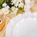 LIYH 50 Pcs White Scalloped Plastic Plates Reusable - Unbreakable Plastic Plates for Weddings Party Outdoor Picnics Dishwasher Safe BPA Free (25Guests)