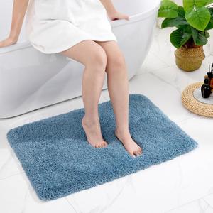 Disolla Blue Bathroom Rug 24x36 - Non-Slip Plush Thick Bath Mat, Highly Absorbent & Ultra Soft Fluffy Floor Mat, Machine Washable for Shower and Tub