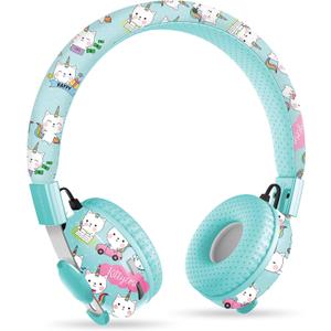 LilGadgets Untangled Pro On-Ear Kids Wireless Headphone for School, Microphone, Volume Limited, SharePort Technology, SoftTouch Padding, Rainbow Cat Bluetooth Headphones