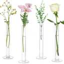 Glasseam Glass Bud Vase for Centerpieces, Small Flower Vases Set of 4Pcs Clear Single Rose Cylinder Centerpieces - 7.87" Tall Skinny Modern Wedding Table Decorations for Party Living Room