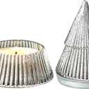 Vanilla Scented Candle Mercury Glass Tree Soy Wax Aromatherapy Candle for Holiday Spring Home Table Centerpiece Gift for Women 8oz Silver