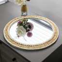 SWTHONY 18 Inch Boho Round Hanging Wall Mirror Decorative Rattan Circle Mirrors for Farmhouse, Living Room, Bedroom