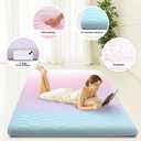 SCHNAUZER HOME Japanese Floor Futon Mattress, 3.5" Thicken Colorful Rainbow Portable Floor Mattress, High-Density Foam Tatami Mat Sleeping Pad for Camping Guest Room Dormitory RV, Twin