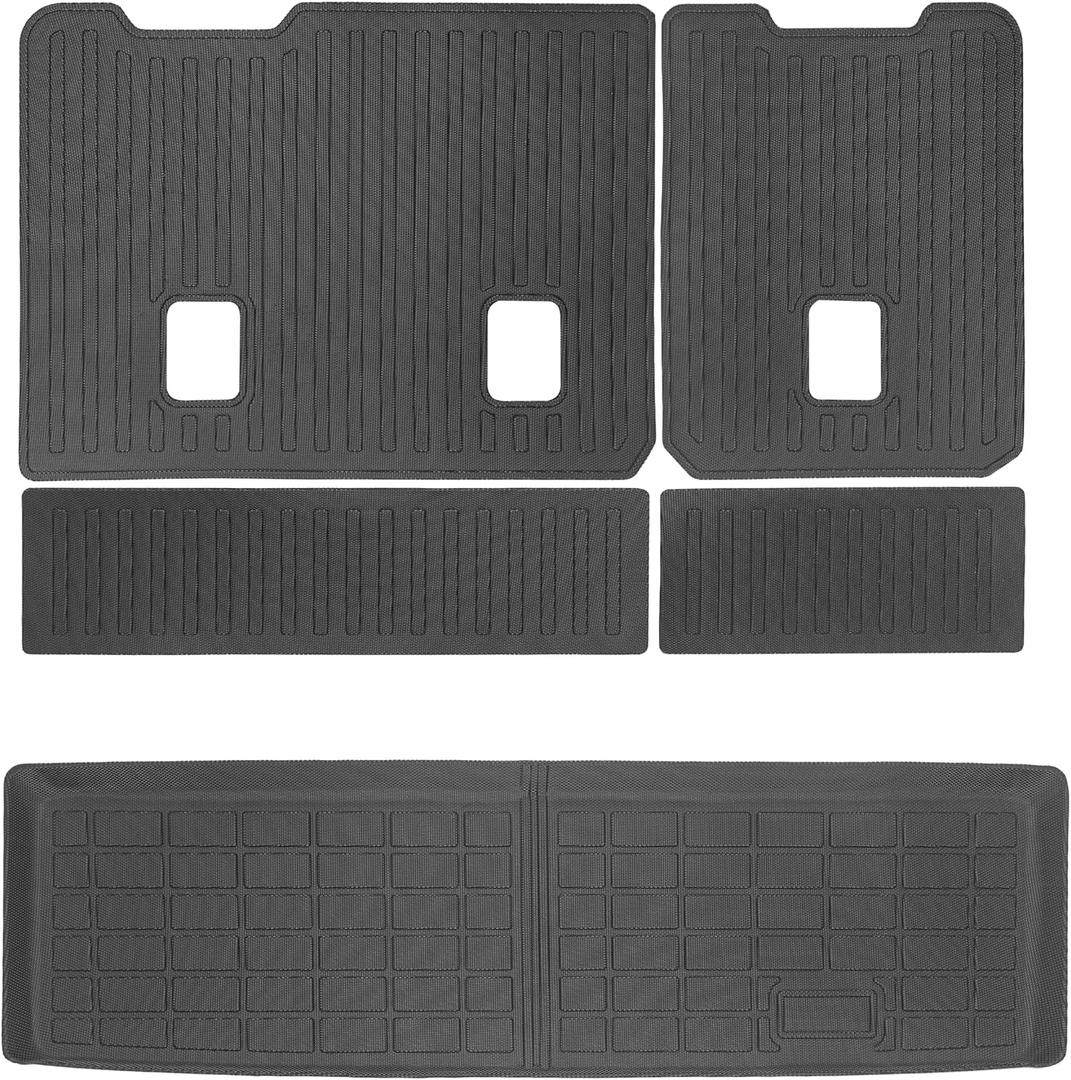 Yakitoko 3D TPE Car Trunk Cargo Liner Mat for 2015-2020 Chevrolet Tahoe and GMC Yukon 7Seat with Backrest Mat Custom Fit All-Weather Waterproof Floor Protection, Heavy Duty & Odorless