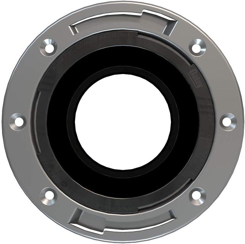 Oatey 43494 3 in. x 4 in. Fast Set Black ABS Closet Flange with Stainless Steel Ring, No Test Cap