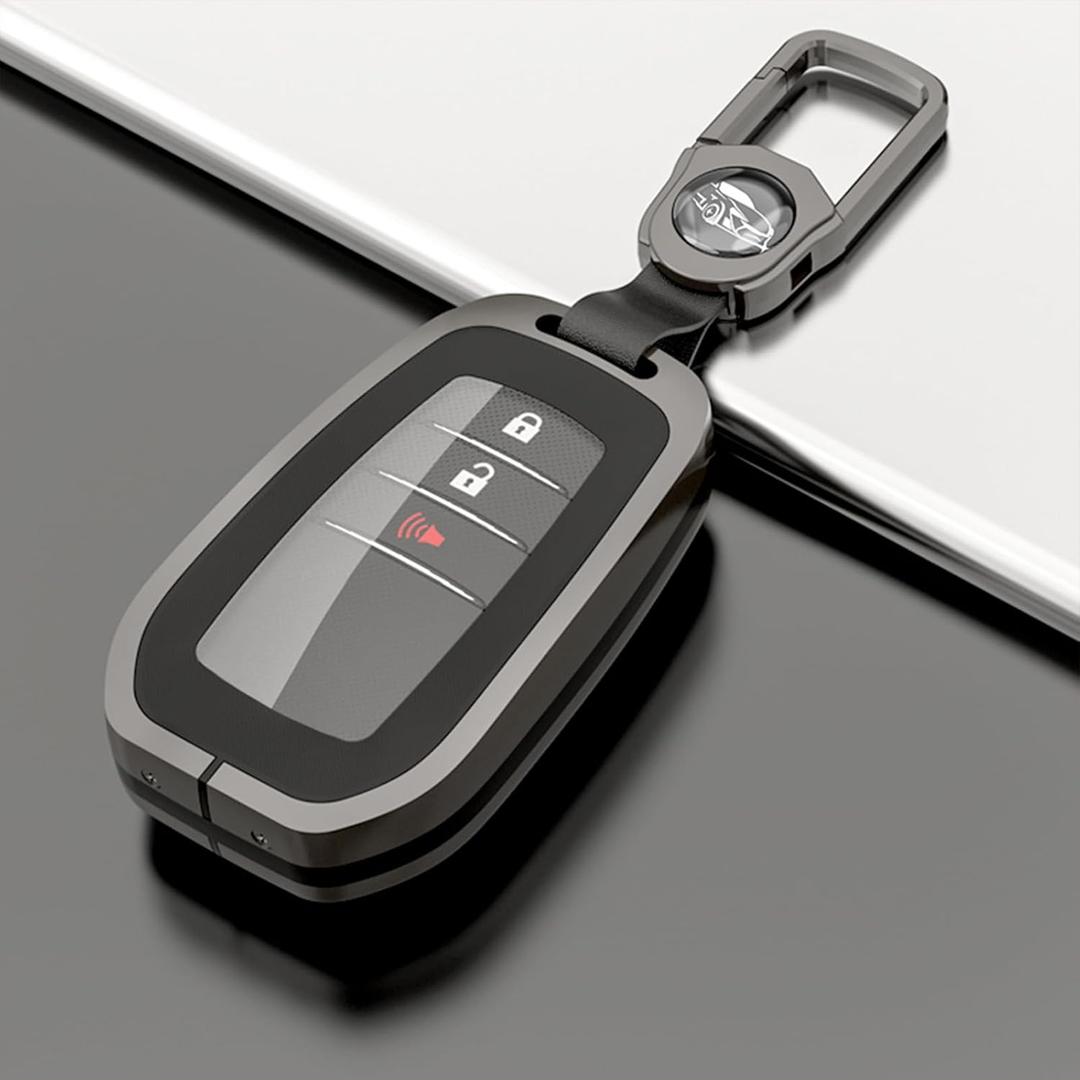 RYE Toyota Key Fob Cover - TPU+Zinc Alloy Case for 2019-2025 Land Cruiser, 2021-2025 Venza, Grand Highlander, Hilux, Fortuner, 2022-2025 Tundra, Tacoma Remote (Black)