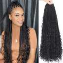 Goddess Box Braids Crochet Hair With Curly Ends 24 Inch Bohomian Box Braids Crochet Braids 8 Packs 3X Crochet Braids Synthetic Braiding Hair Extension for Black Women (24 Inch (Pack of 8), 1B)