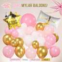 Pink and gold Graduation Decorations 2026 Set of 4 GRAD Balloon Boxes with Balloon Arch Garland Kit mylar balloons shimmer Fringe Curtain So Proud of You 2026 prom Graduation Decorations