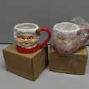 Willinglong 2 Pcs Mr.Christmas Santa Mugs Christmas Holidays Santa Claus Mugs Set Bulk Ceramic Vintage Camping Coffee Tea Cups for Couples Christmas Red and White Gifts Party Supplies (White,10 oz)