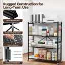 39.4" Wide 4-Tier Foldable Storage Shelves with 4 Wheels & 20 Hooks, Heavy Duty Metal Folding Shelf Unit, No Assembly, Adjustable 3rd Shelf for Kitchen, Garage, Pantry, Bookshelf, Black